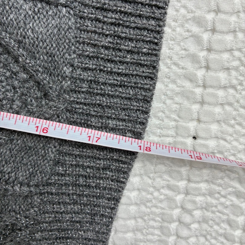 Madewell Cardigan S Cable Knit Cropped Wool Blend Gray Silver Fisherman Preppy - Picture 15 of 16